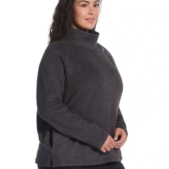 Eddie Bauer Womens XL Mock Neck Funnel Neck Snap Sweater Charcoal Gray - Picture 1 of 10